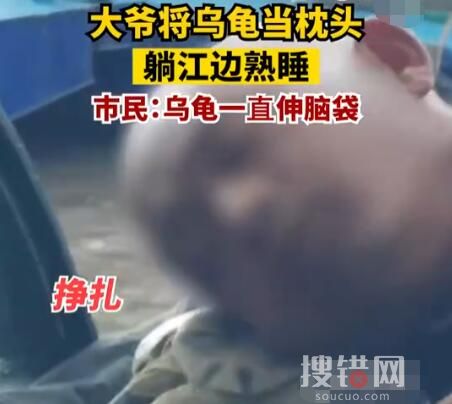 大爷将乌龟当枕头躺江边熟睡 始料未及真相简直令人震惊